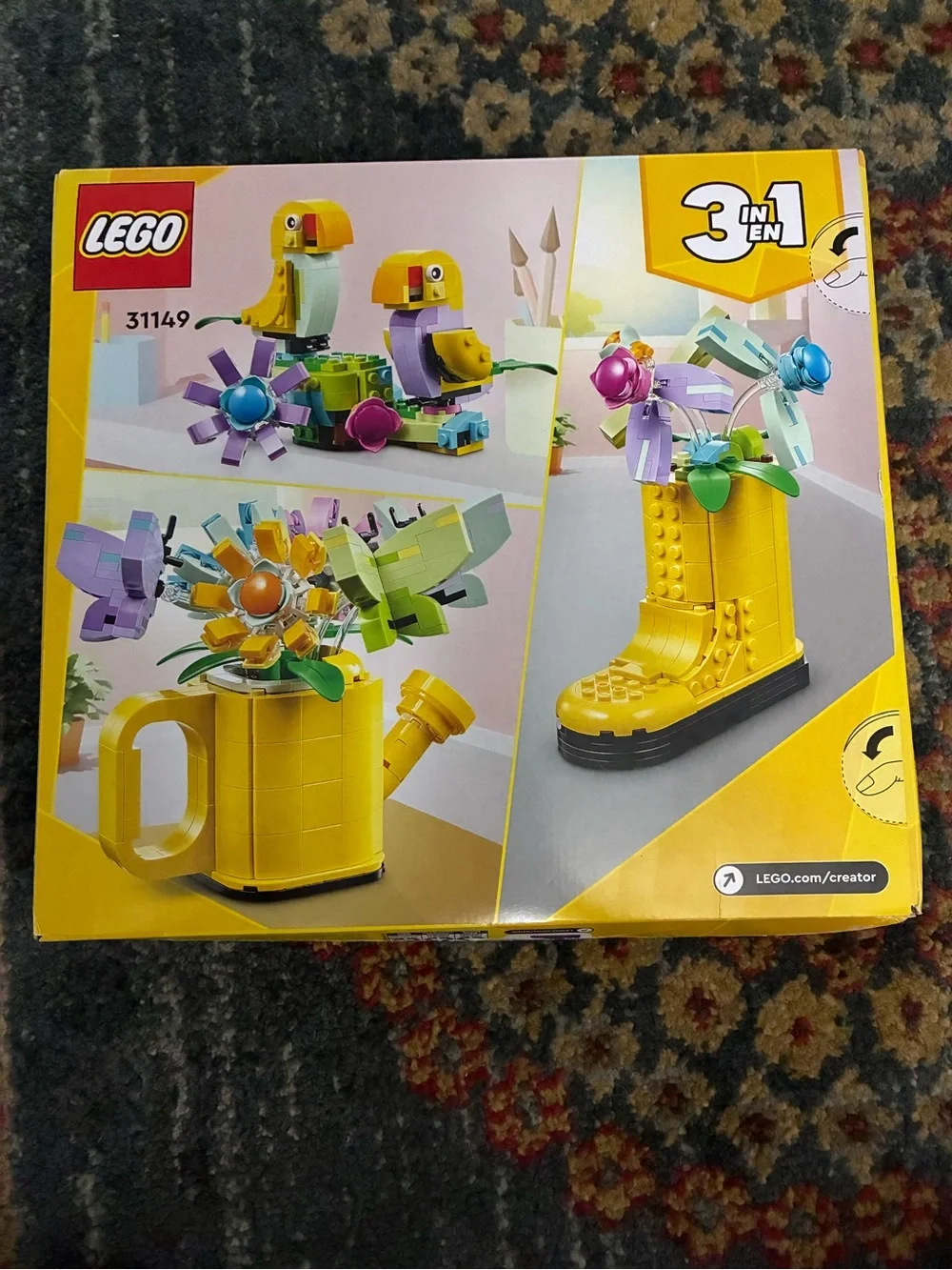 LEGO Creator Yellow Watering Can with Purple, Blue and Green Flowers